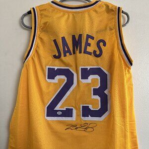 LEBRON JAMES SIGNED LA LOS ANGELES LAKERS AUTOGRAPHED CUSTOM JERSEY W/COA XL 599